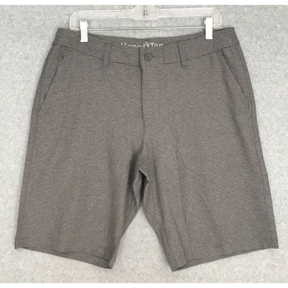 Hang Ten Shorts Mens 34 Gray Striped Chino Lightweight Skate Golf Casual Stretch